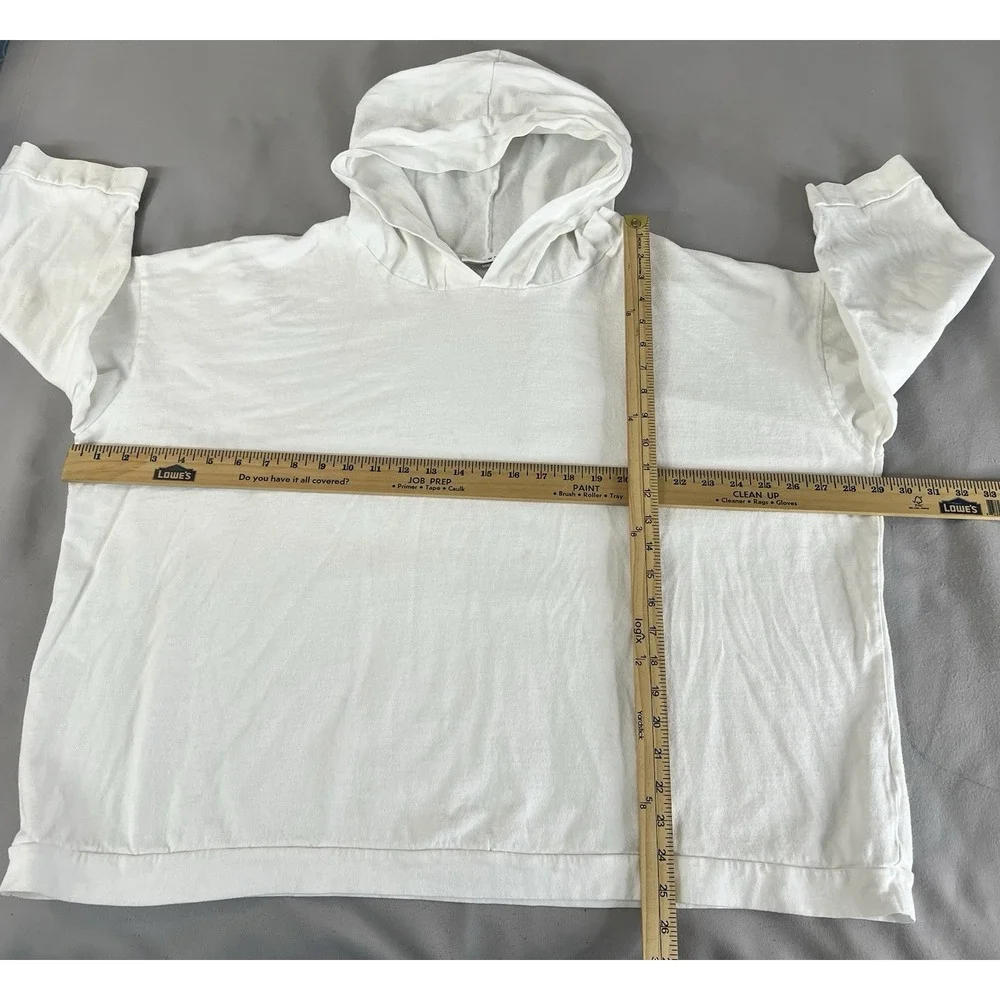 Bryn Walker Hoodie Women Medium White Lagenlook Boxy Oversized Pullover Made USA
